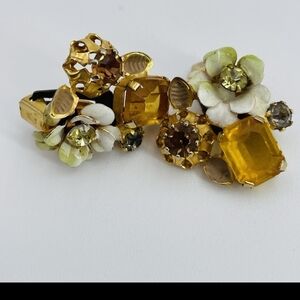 Elegant Gold and Yellow Floral Earrings